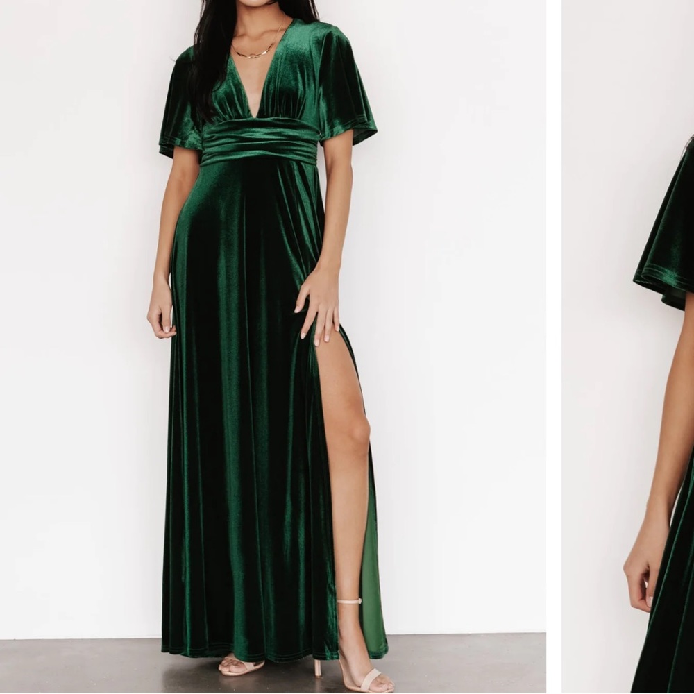Emerald velvet maxi dress